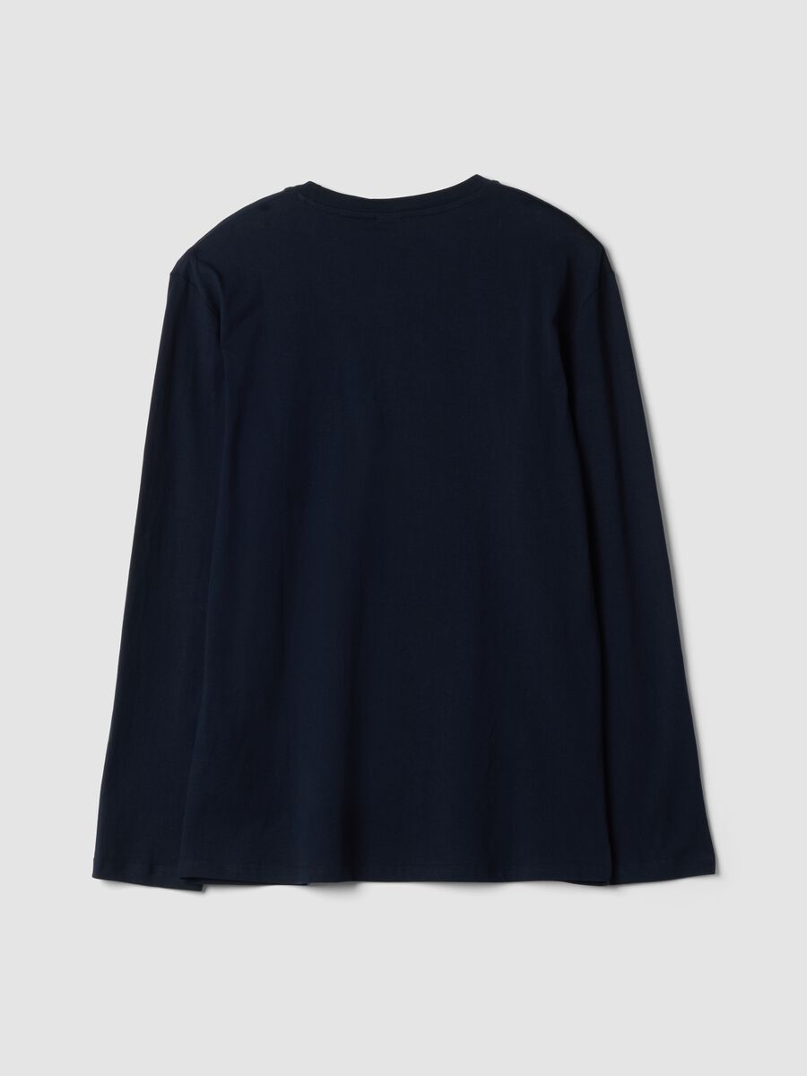 Maglia pigiama blu navy in puro cotone organico con stampa Peanuts_2