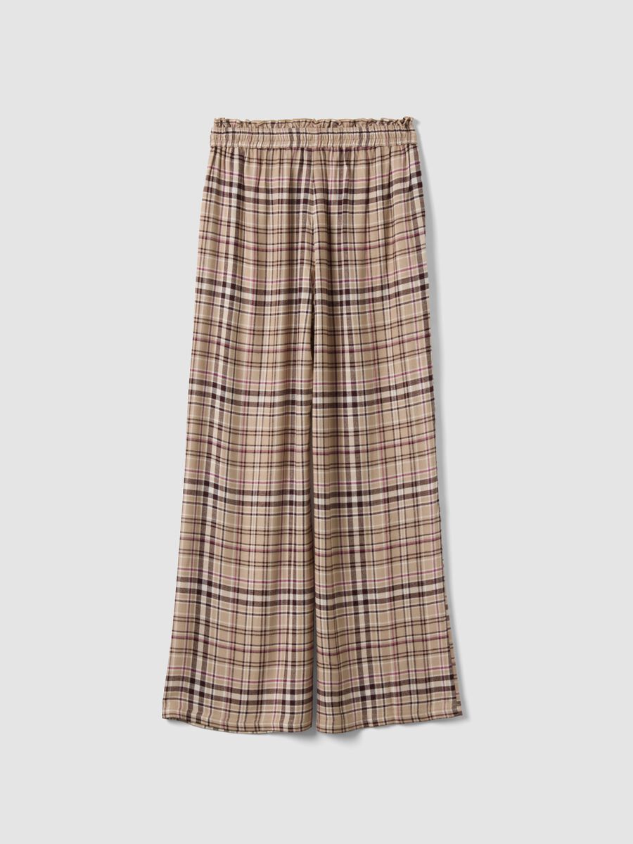 Beige pure viscose checked pyjama trousers_6