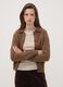 Cardigan marrone in misto lana con colletto polo_2