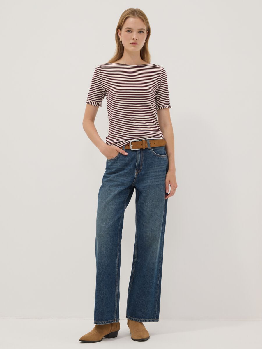 White striped stretch viscose T-shirt_2
