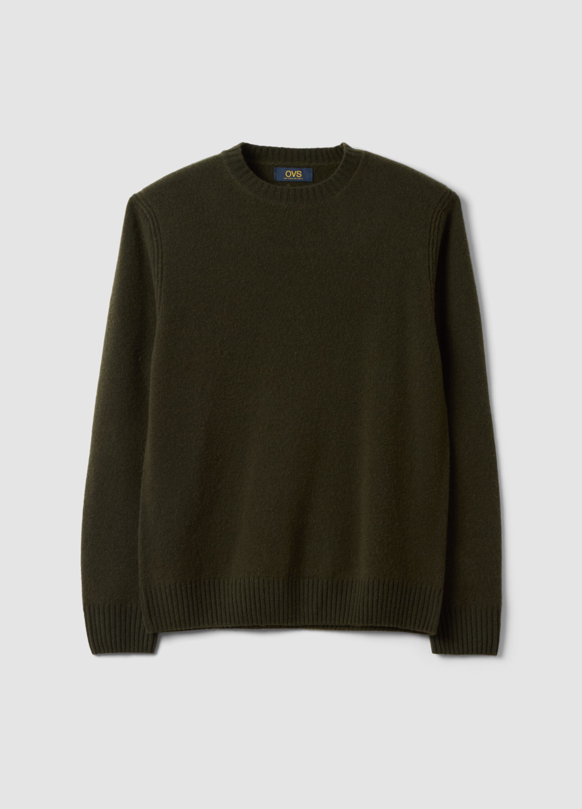 Green crew-neck wool-blend jumper, regular fit