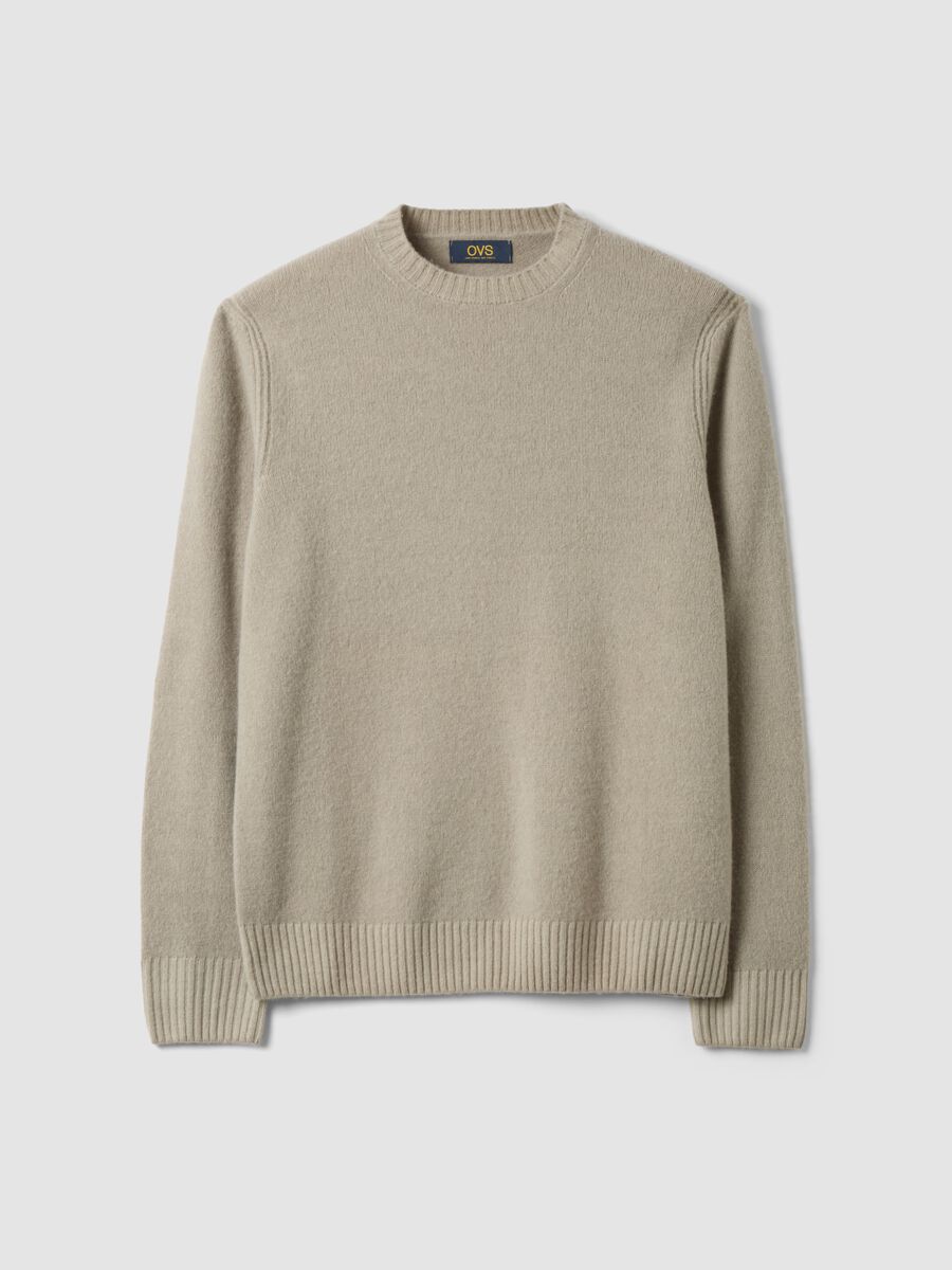 Grey crew-neck wool-blend jumper, regular fit_0