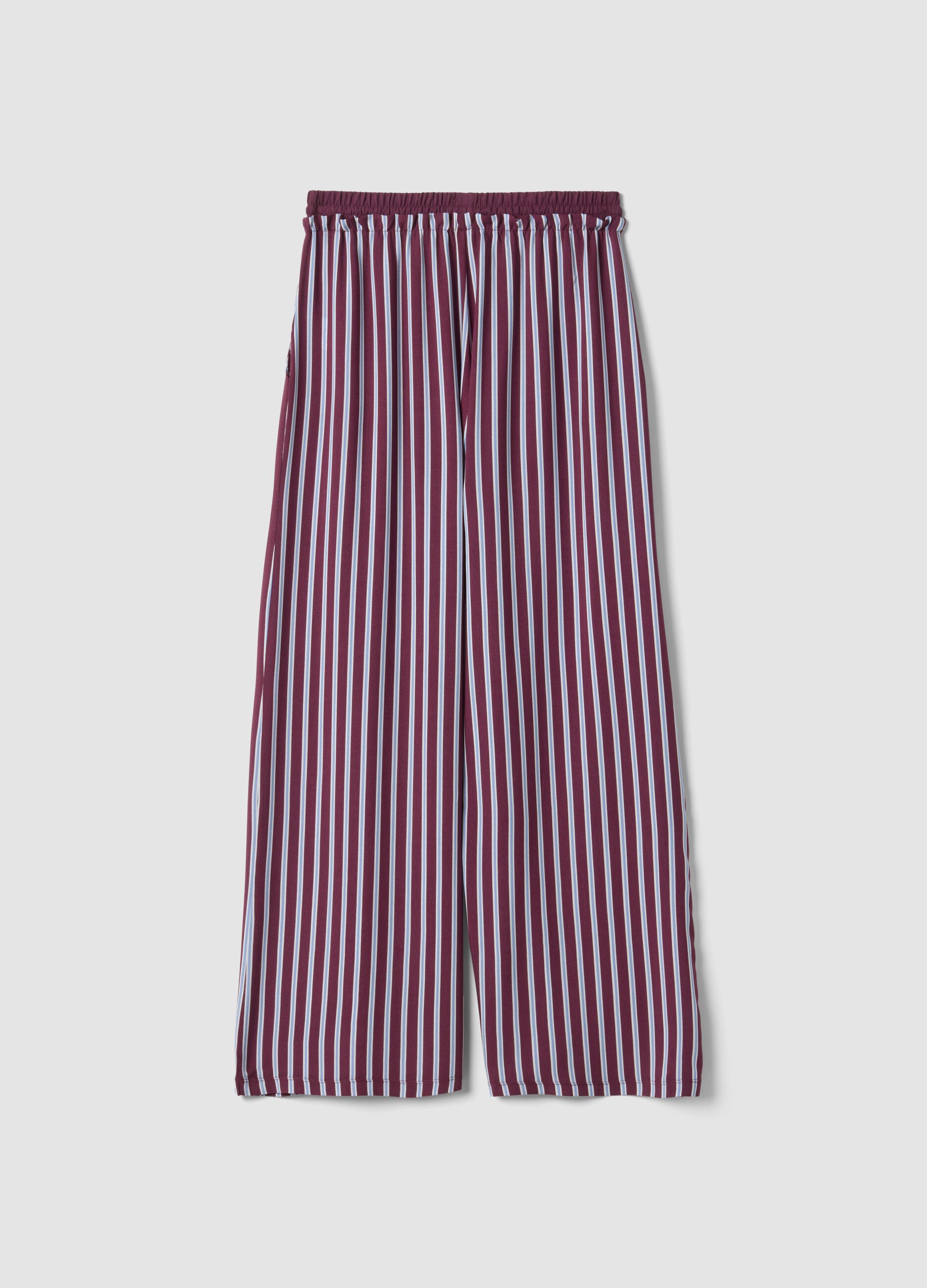Purple pure viscose striped pyjama trousers