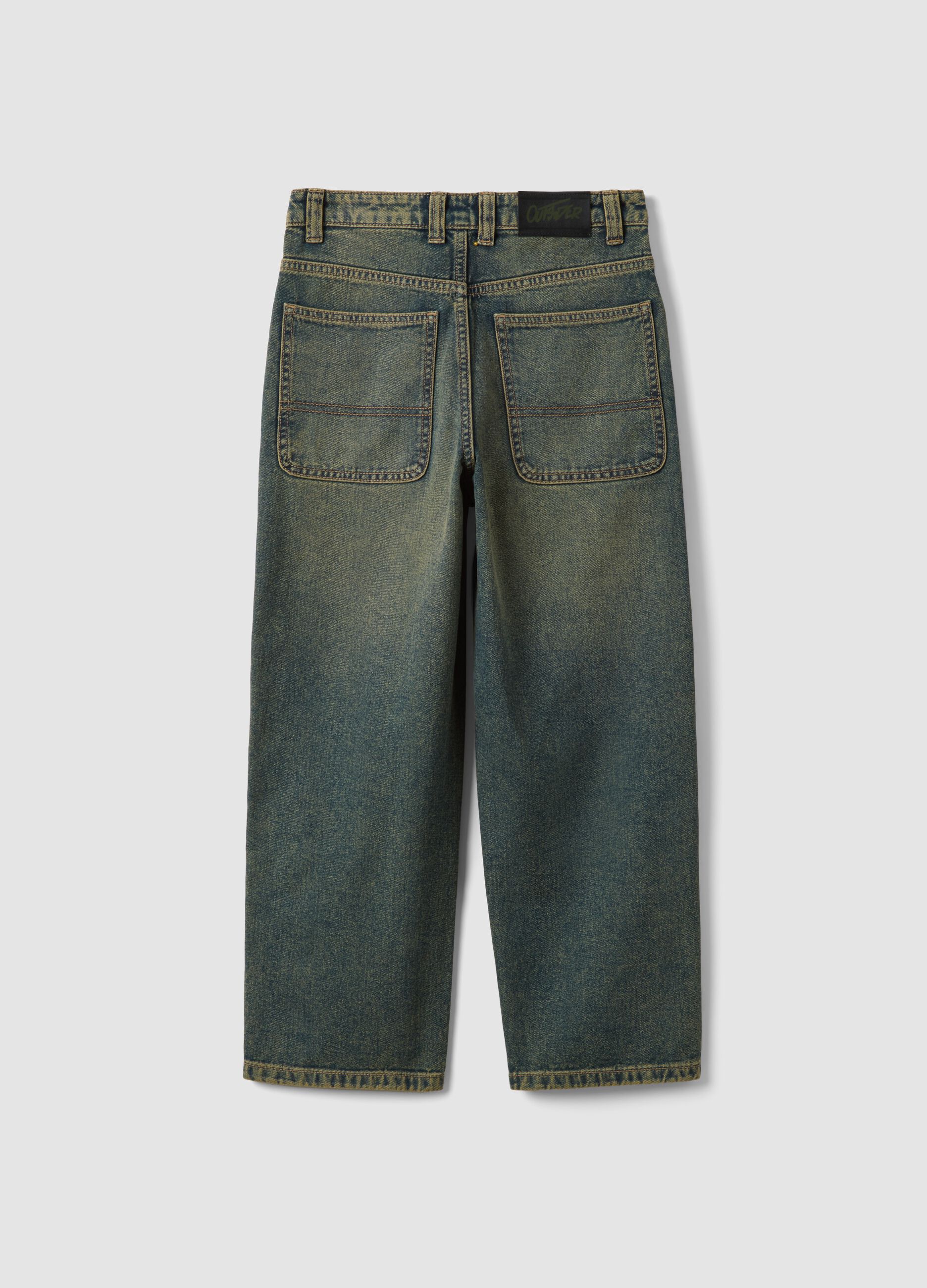 Blue pure cotton skater-fit jeans