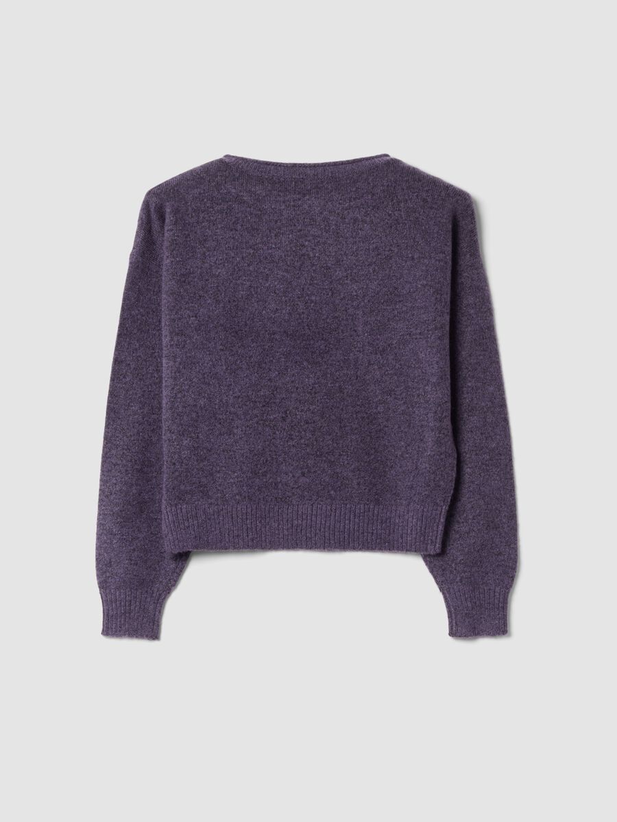 Purple stretch-wool jumper with oversized boat neckline_1