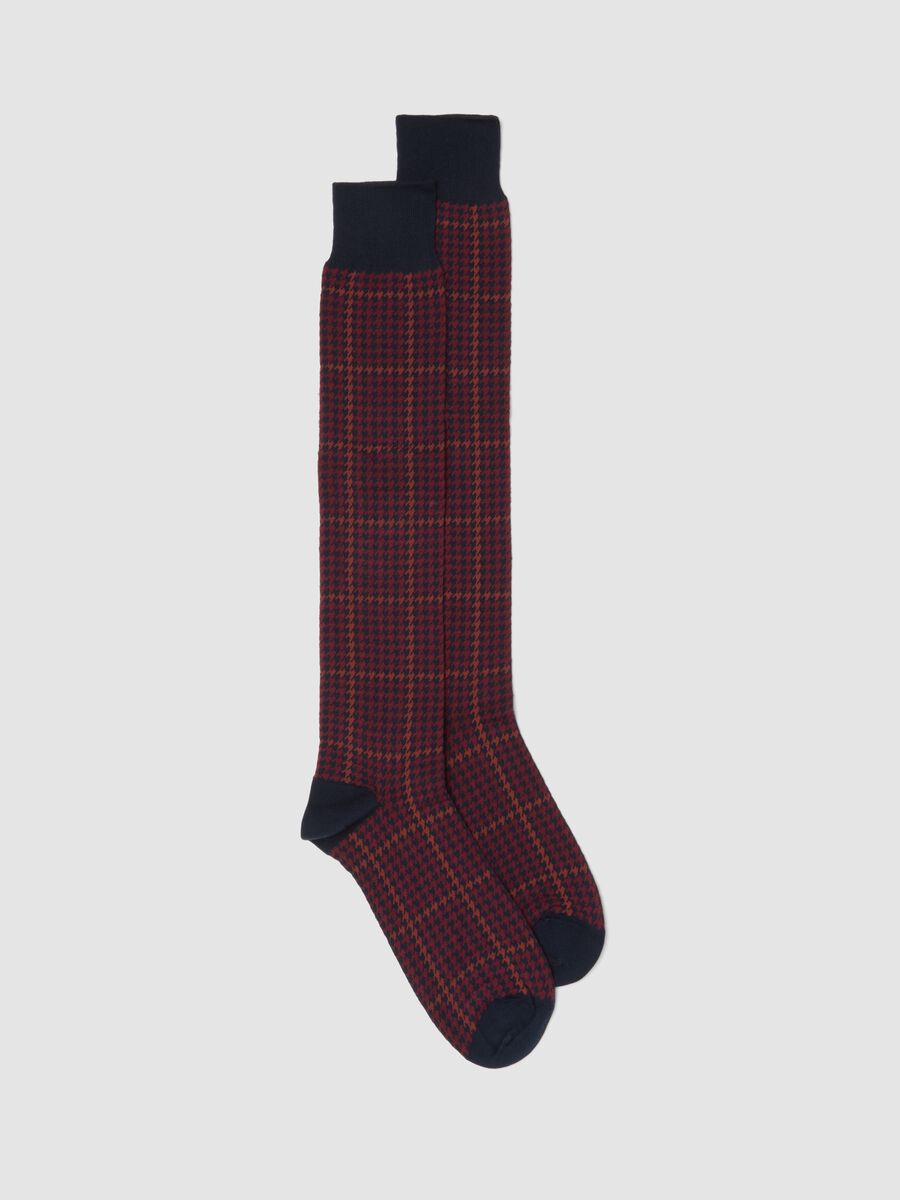 Navy blue long stretch-cotton socks_0