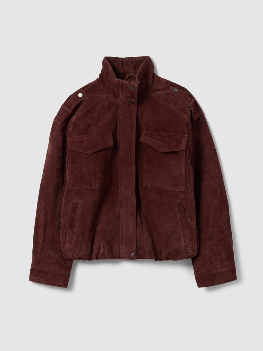 Red genuine leather jacket in regular fit_0