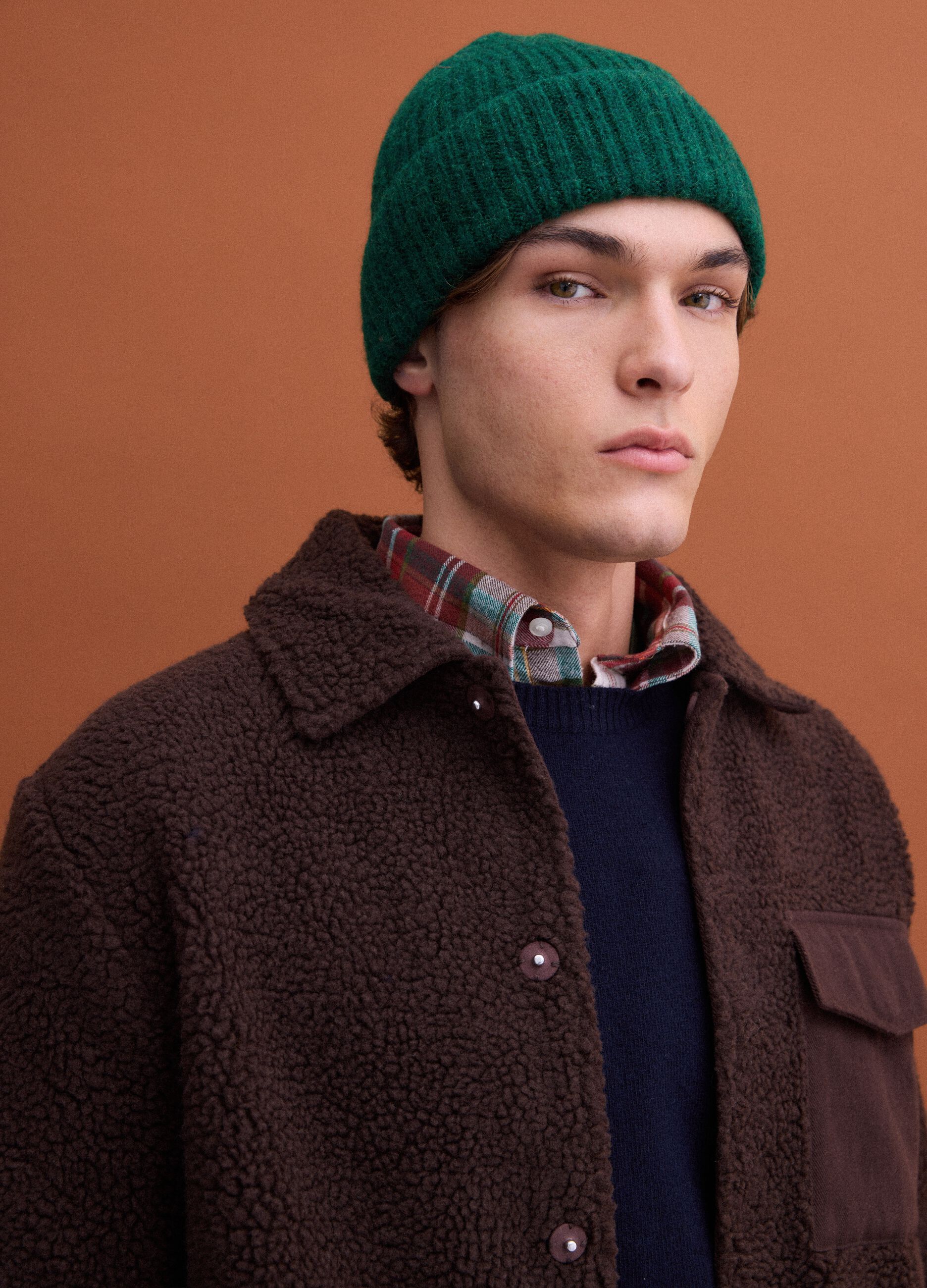 Brown regular-fit sweatshirt with collar