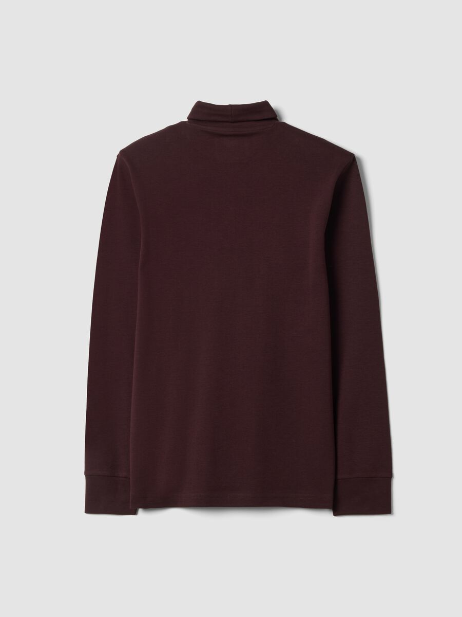 Brown pure cotton roll-neck T-shirt_2