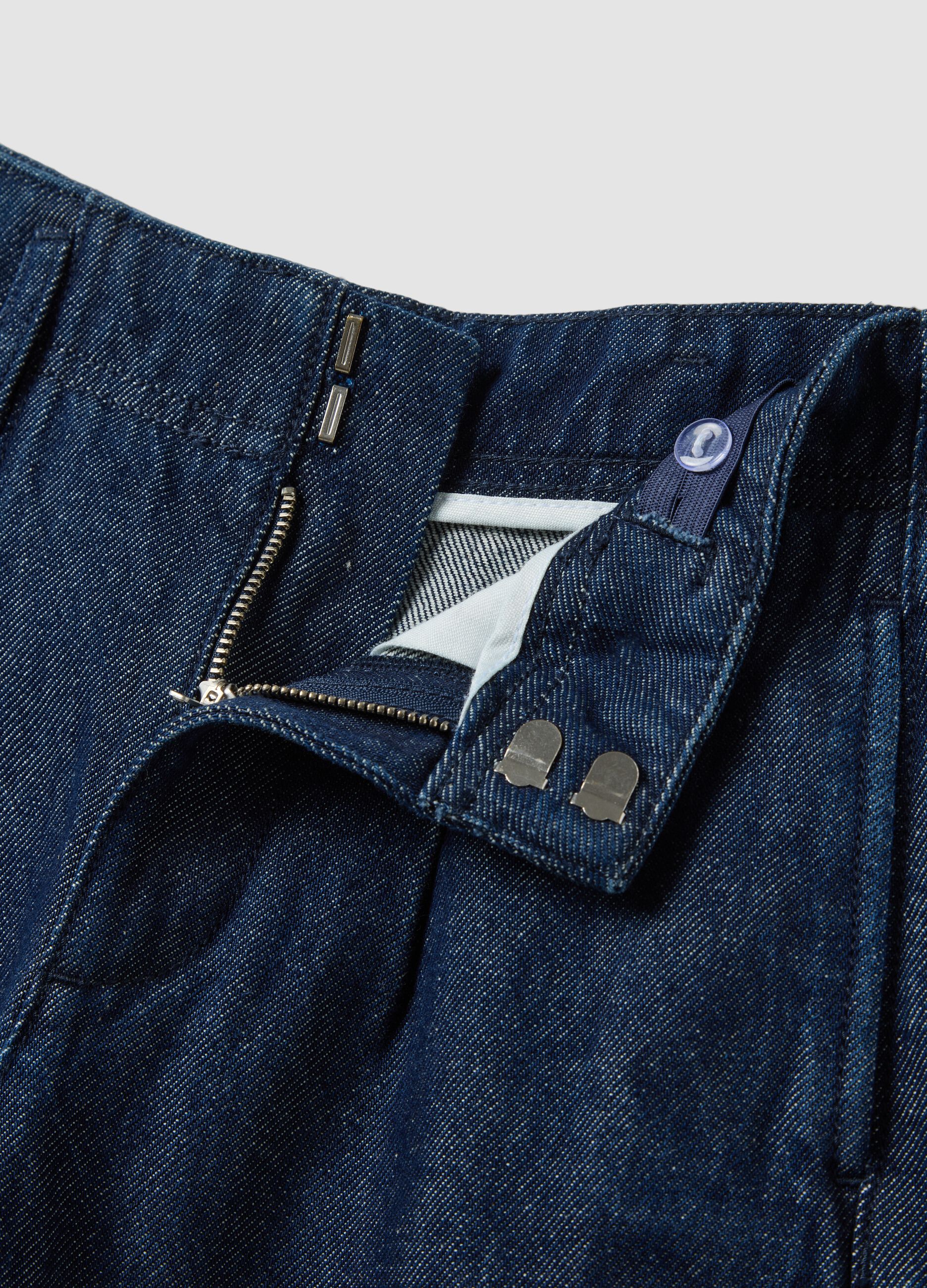 Blue wide-leg jeans in pure cotton