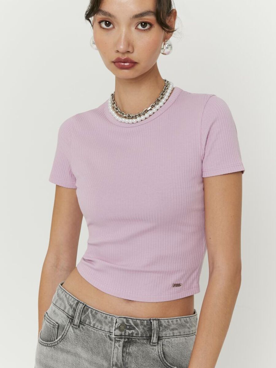 Pink stretch cotton t-shirt regular fit_2