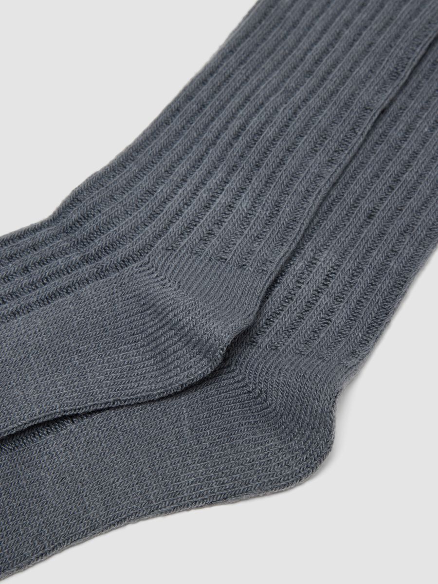 Grey ribbed stretch-fabric socks_1