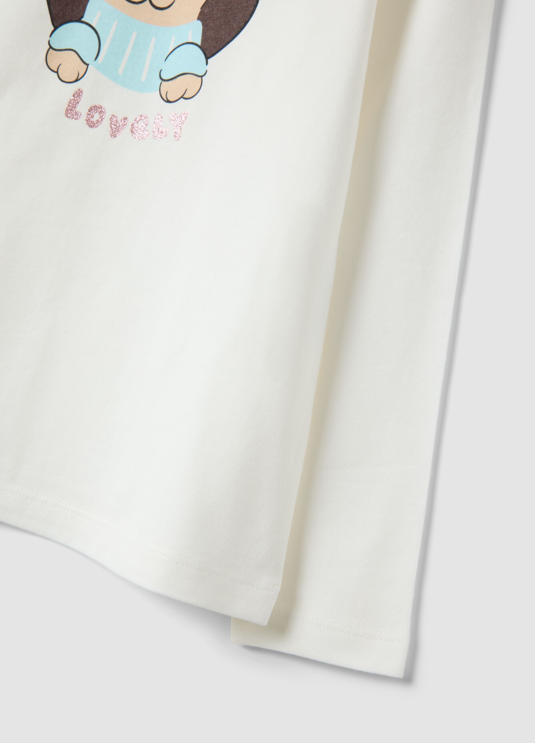 T-shirt bianca in cotone organico elasticizzato girocollo