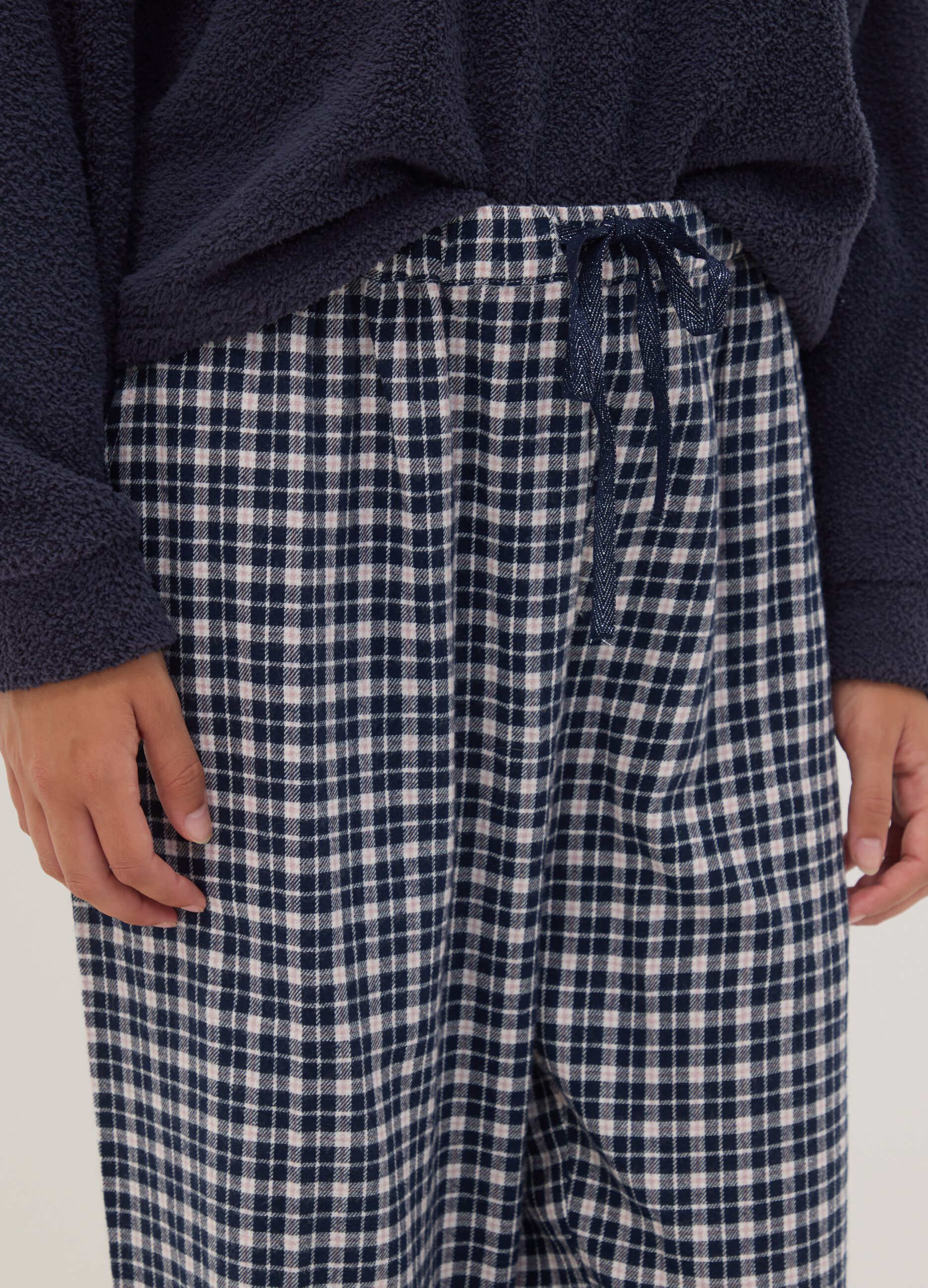 Multicolour check organic cotton pyjama trousers