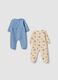 2-pack blue and beige organic cotton baby sleepsuits with Chip and Dale print_1