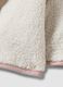 Beige padded teddy-effect jacket with collar and pink trim_3