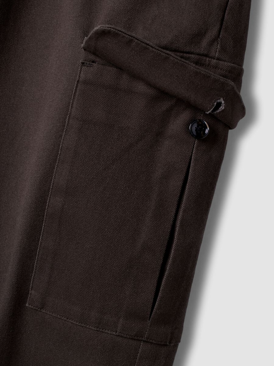 Brown comfort-fit stretch cotton twill cargo trousers_5