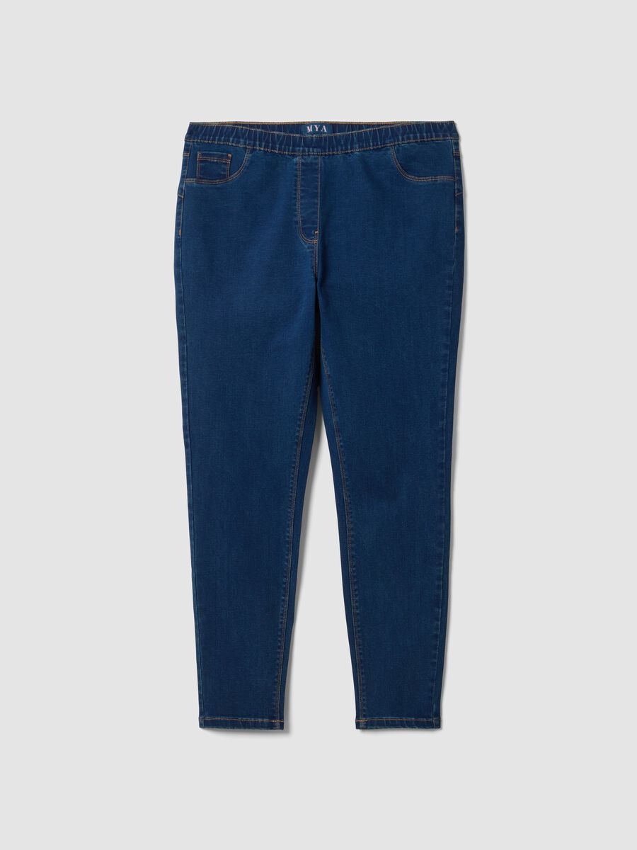 Blue skinny jeggings in stretch cotton and viscose_3