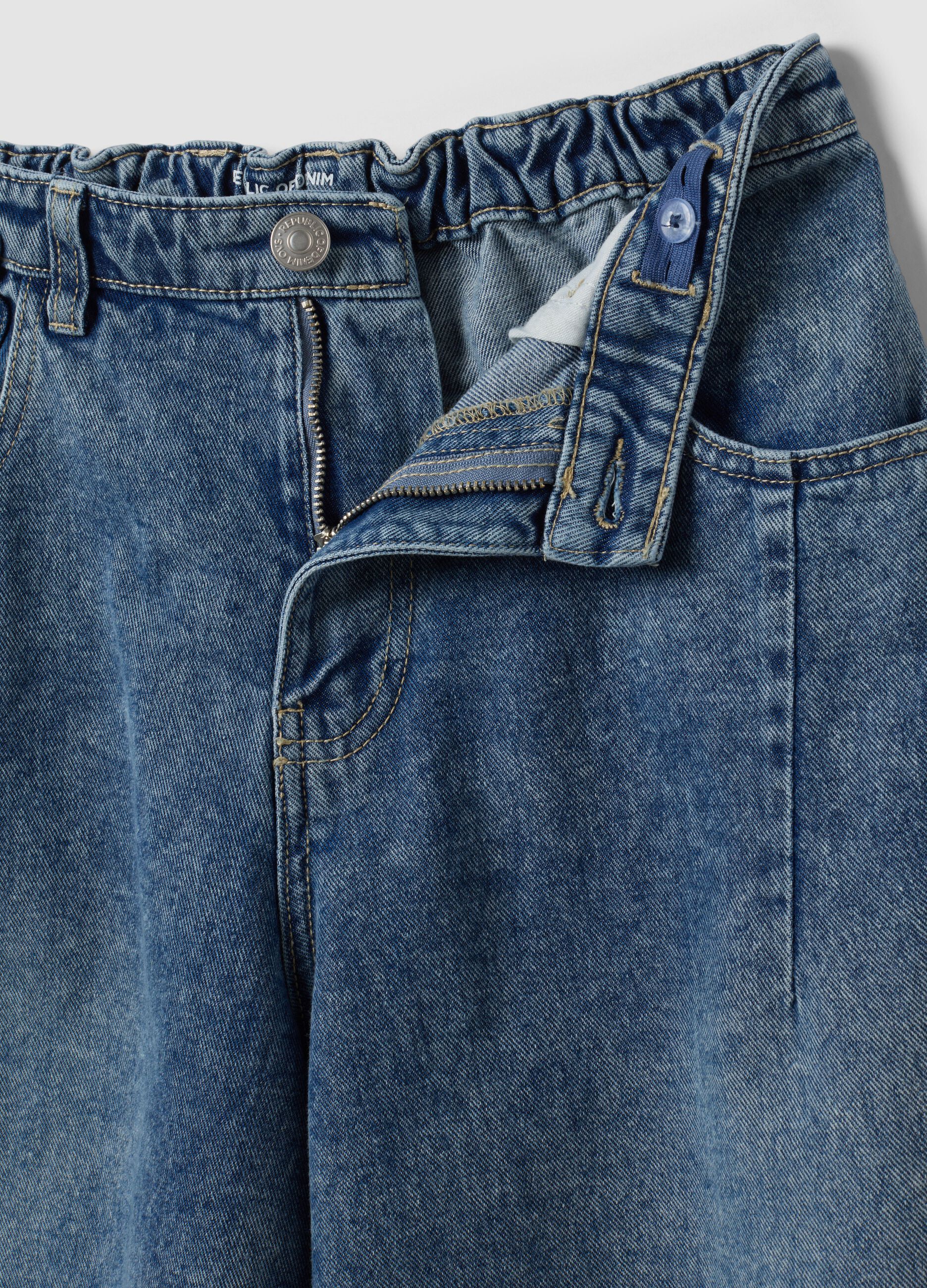 Pure cotton denim balloon-fit jeans for girls
