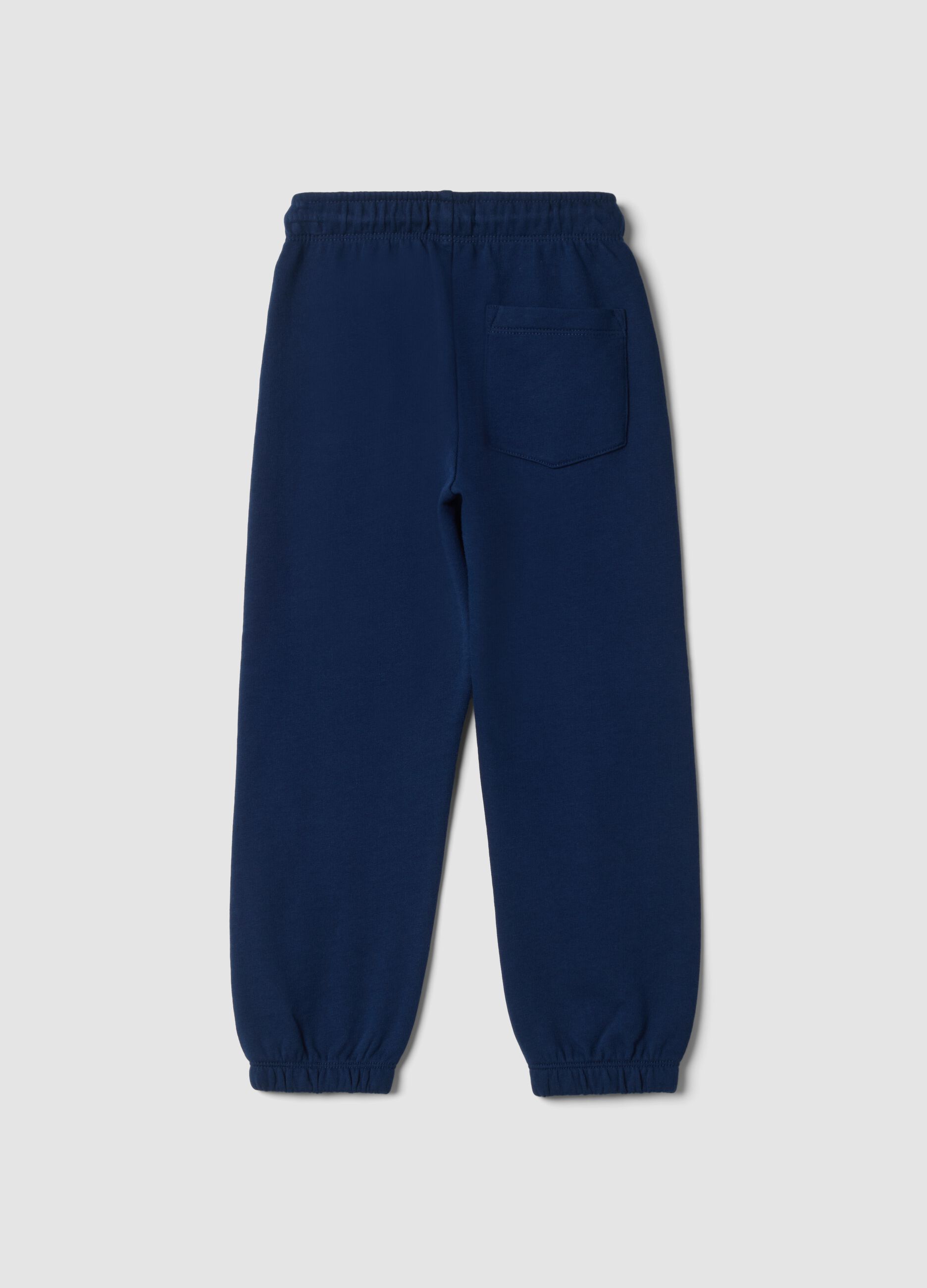 Pantaloni jogger blu in puro cotone con stampa