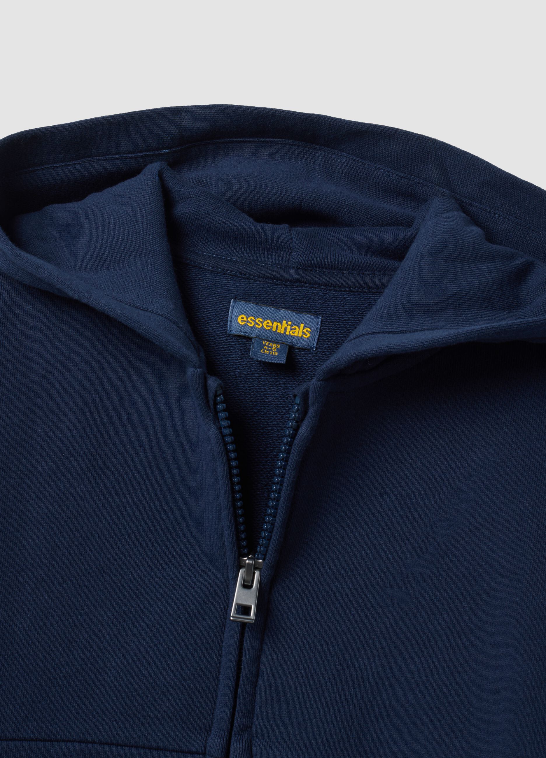 Blue hooded sweatshirt in pure organic cotton, oversized fit, for boys