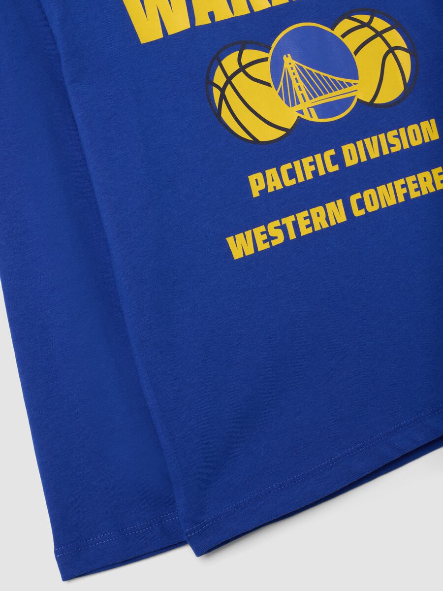 Blue pure cotton T-shirt with basketball print_3