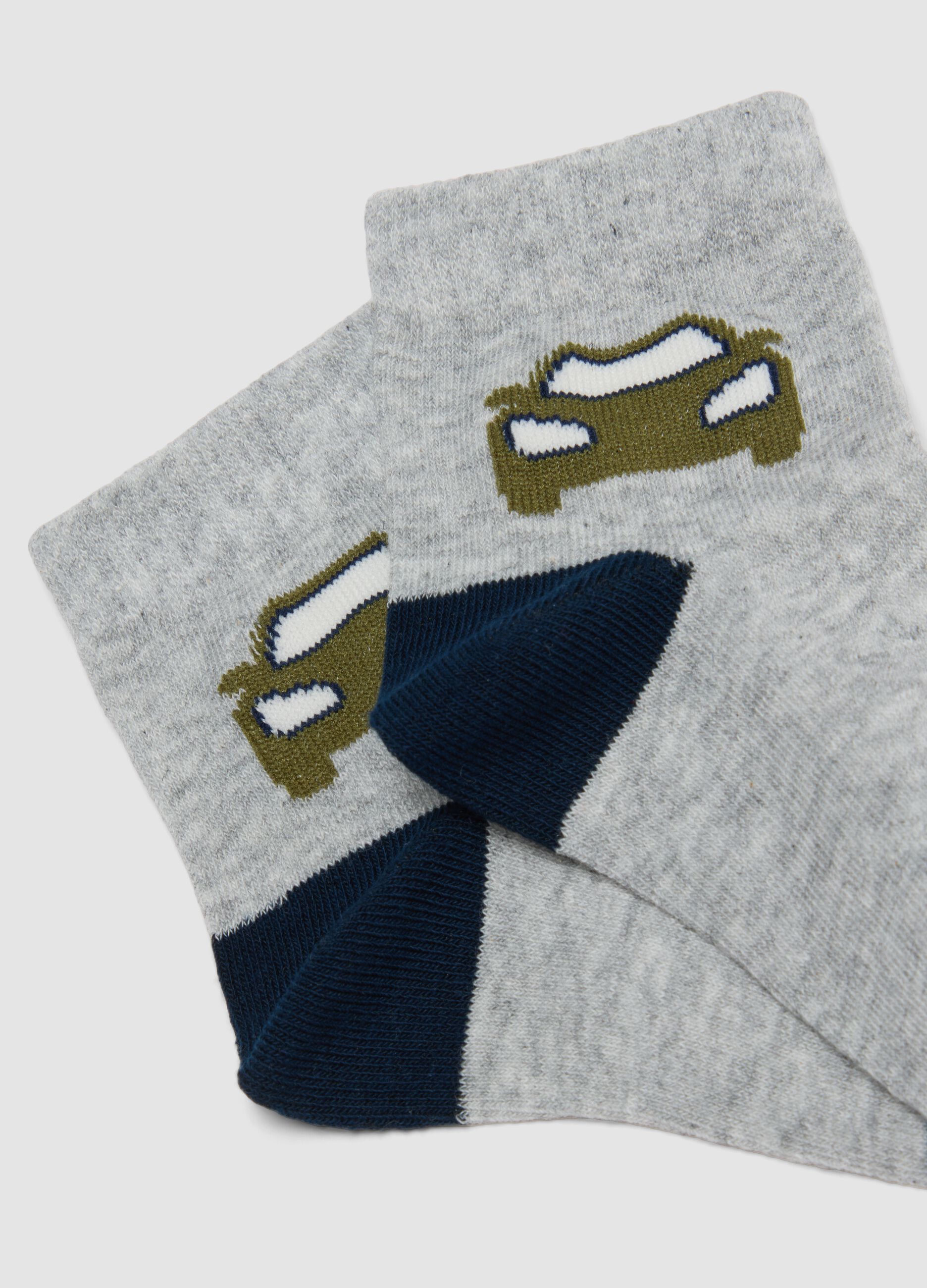 3-pack of multicolour short socks in stretch organic cotton with pattern
