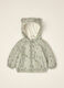 Green padded jacket with hood and panda print_0