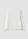 T-shirt bianca in cotone elasticizzato con girocollo_1