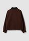 Brown pure cotton bomber jacket with contrasting collar, regular fit_1