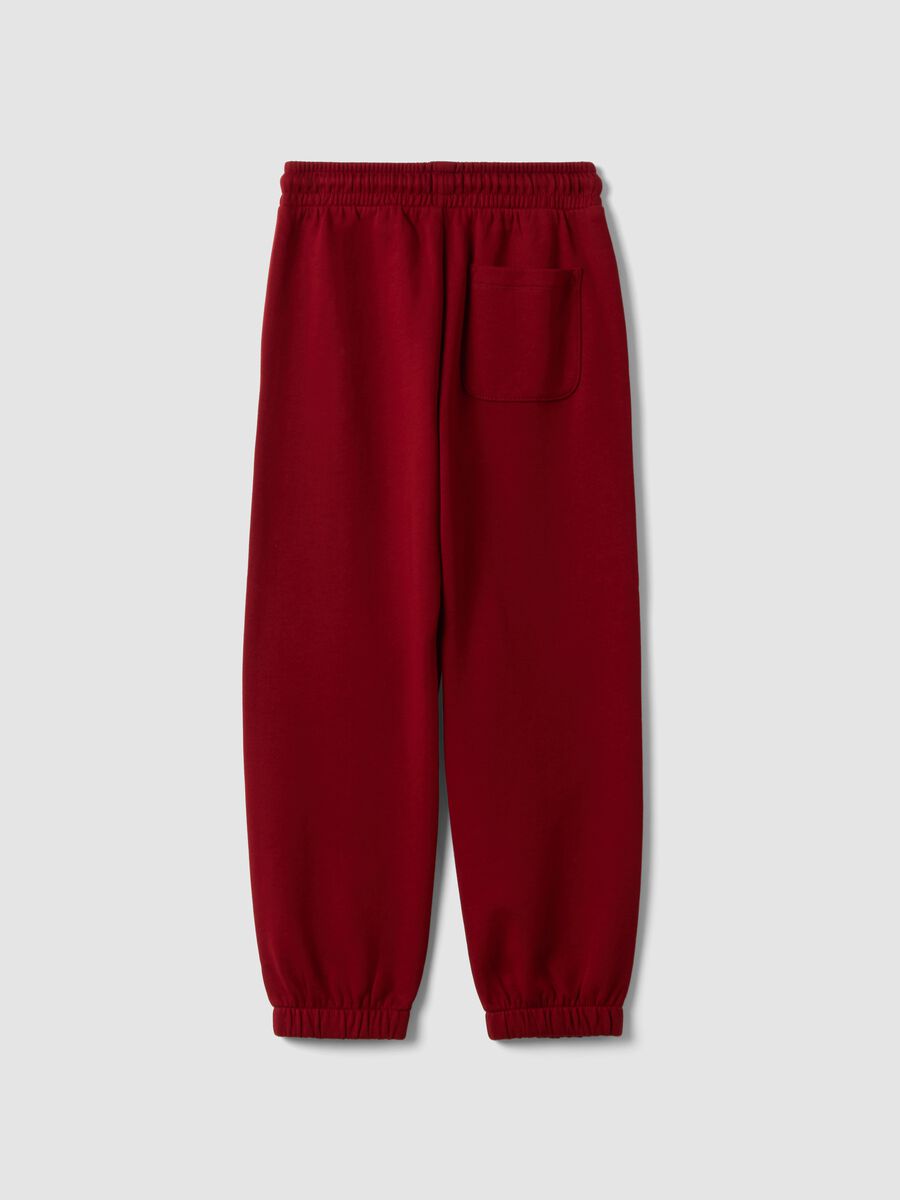 Red pure cotton joggers, regular fit_1