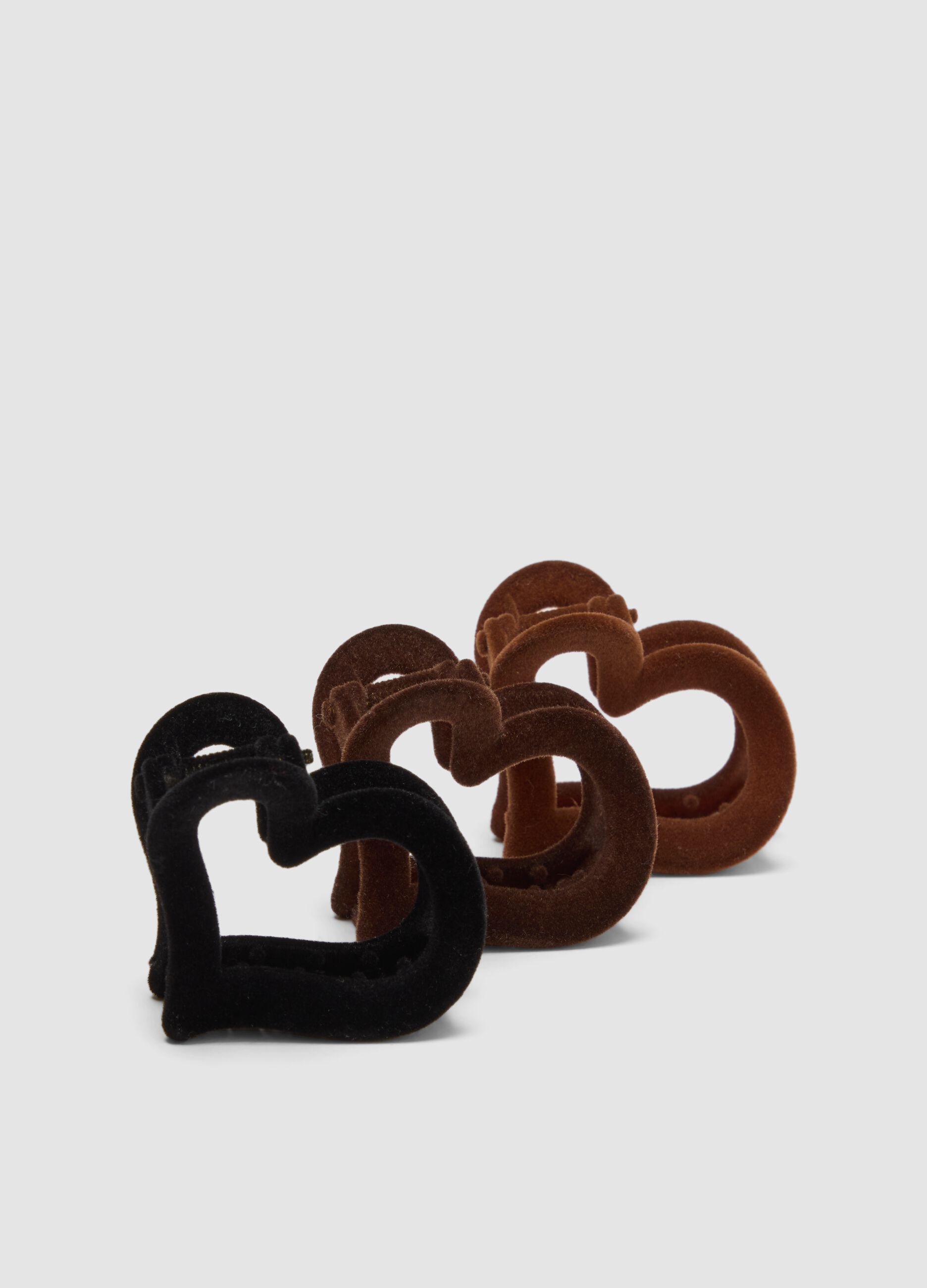 Brown and Black Heart Hair Clip Set