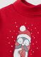 Red pure cotton T-shirt with penguin print_2
