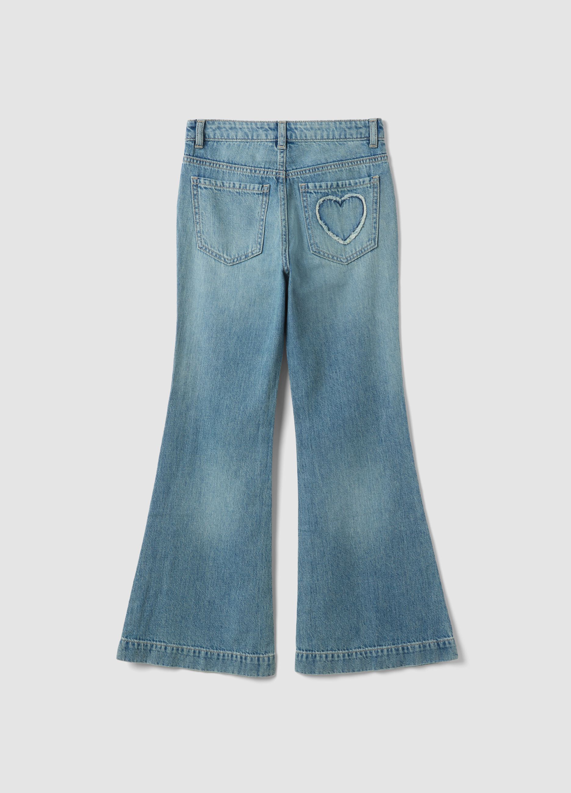 Light blue pure cotton flare jeans