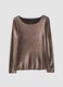 Bronze-brown stretch viscose crew-neck jumper, regular fit_0