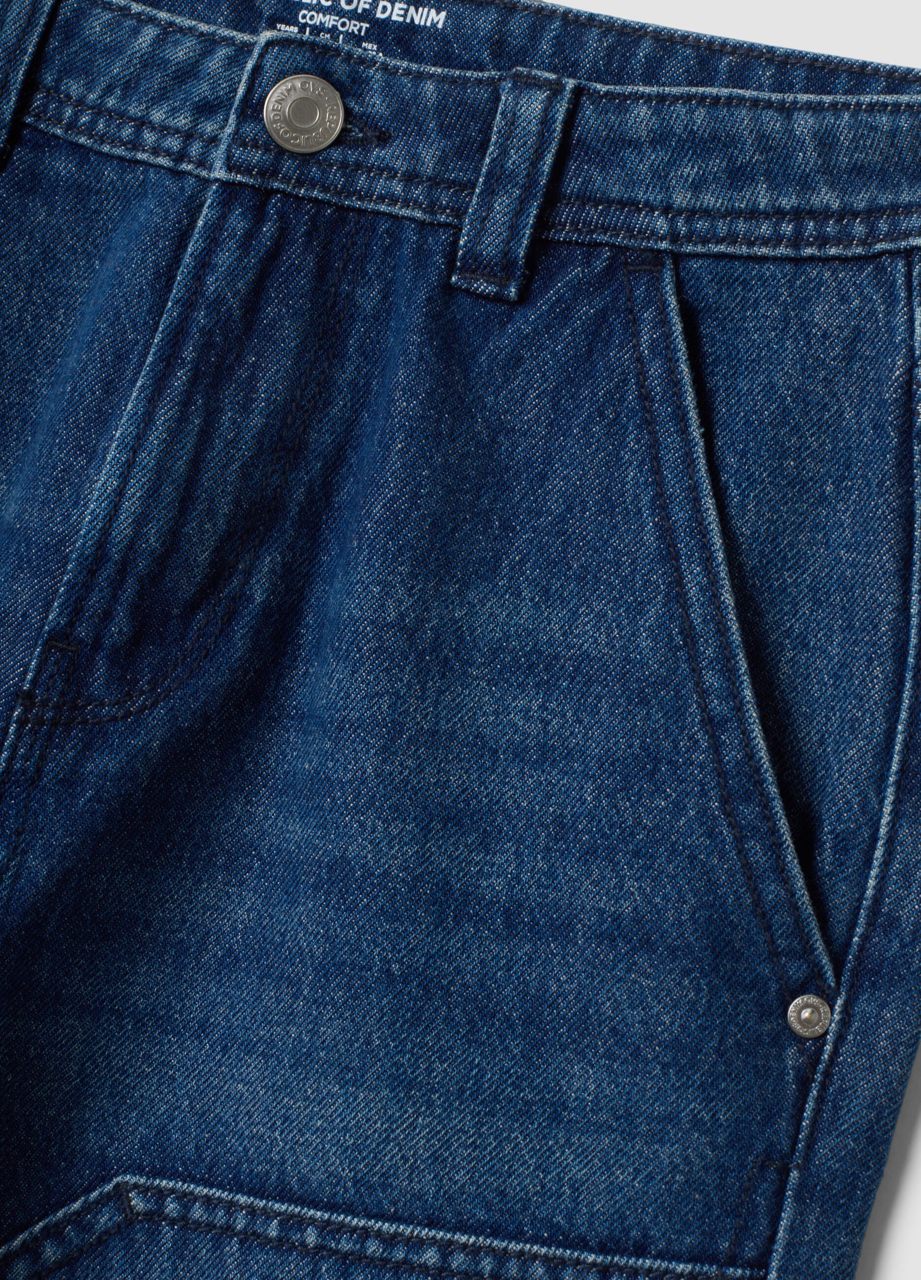 Blue pure cotton jeans with comfort-fit pockets