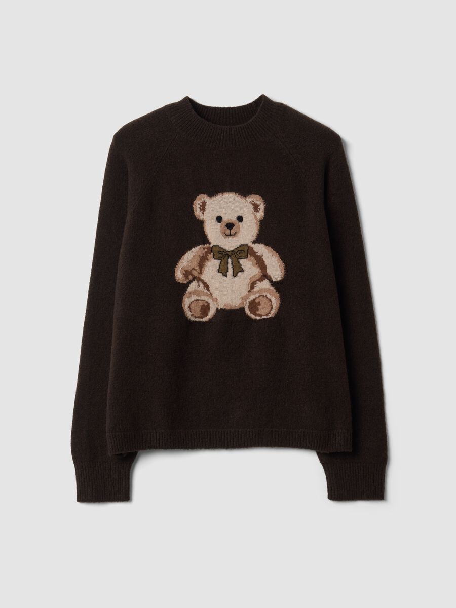 Brown stretchy viscose crew-neck top_0