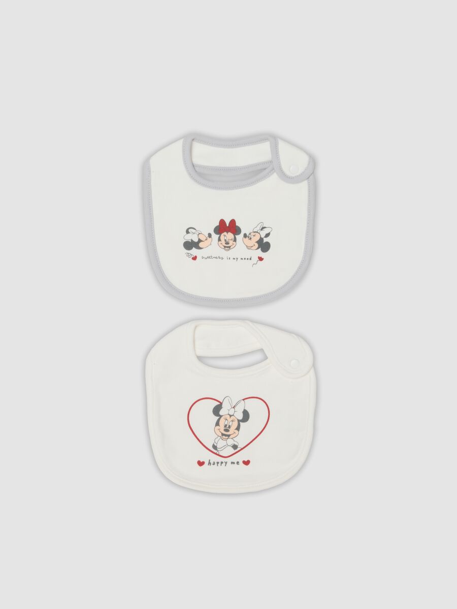 2-pack of white organic cotton bibs with Minnie print_0