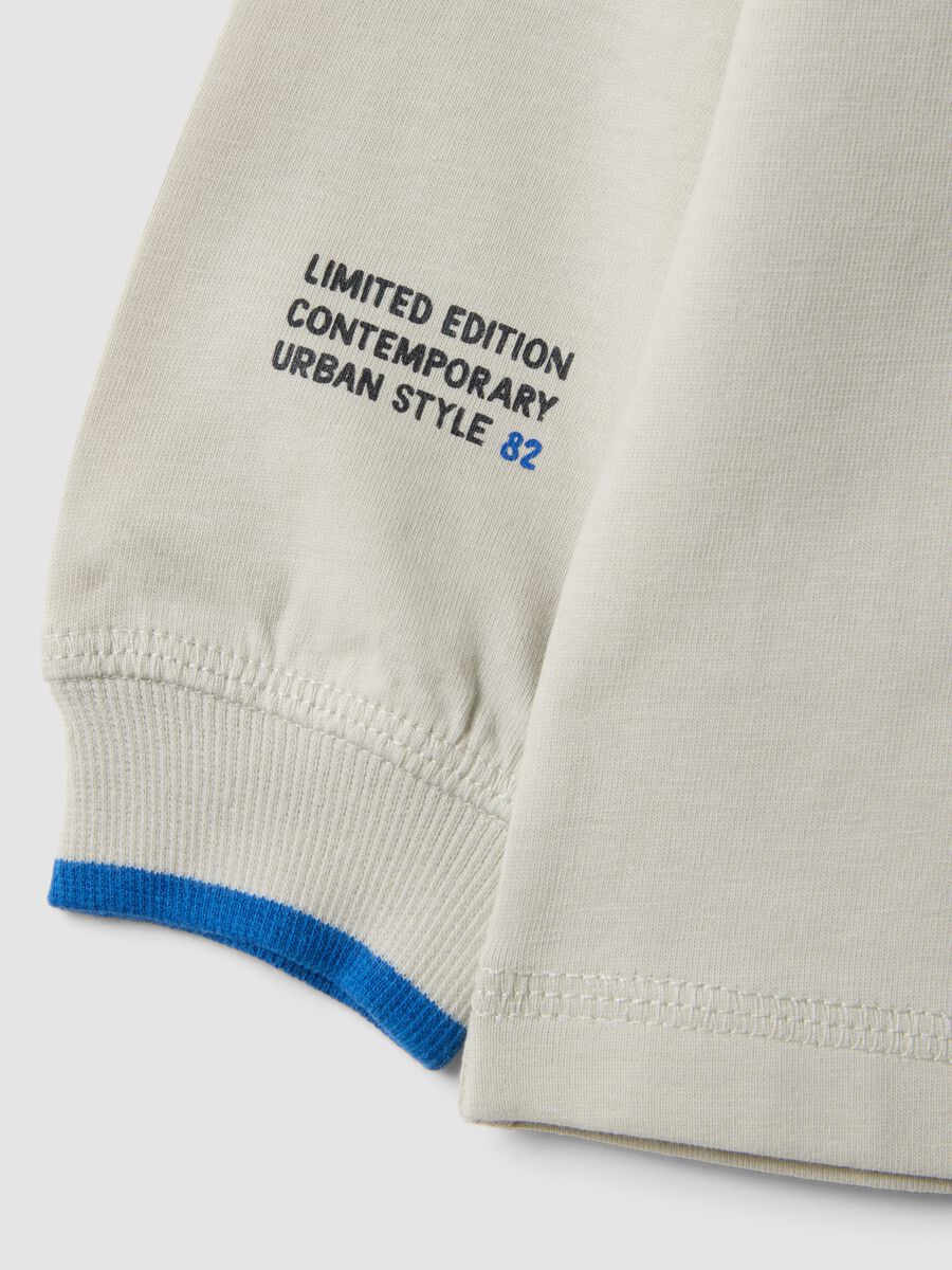 Boys' long-sleeved pure cotton printed T-shirt in white, oversized fit_2
