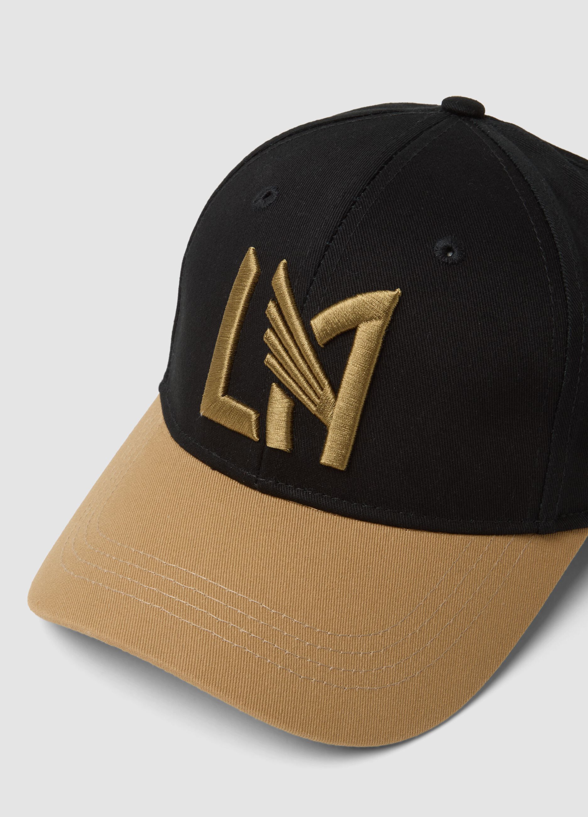 قبعة بيسبول باللونين الأسود والبيج من القطن الخالص مع تطريز Los Angeles FC