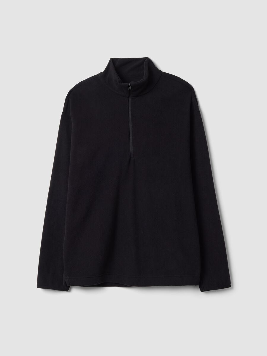 Black regular-fit half-zip fleece sweatshirt_0