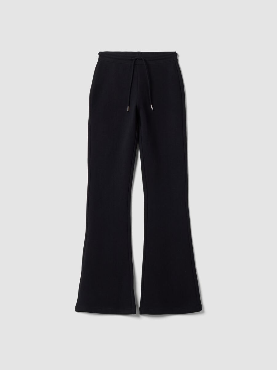 Blue flared joggers in stretch organic cotton_0