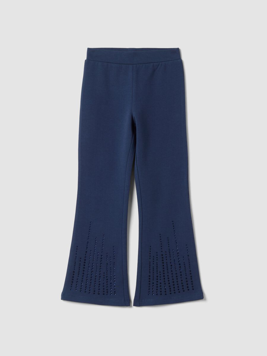 Blue flared leggings in stretch cotton_0