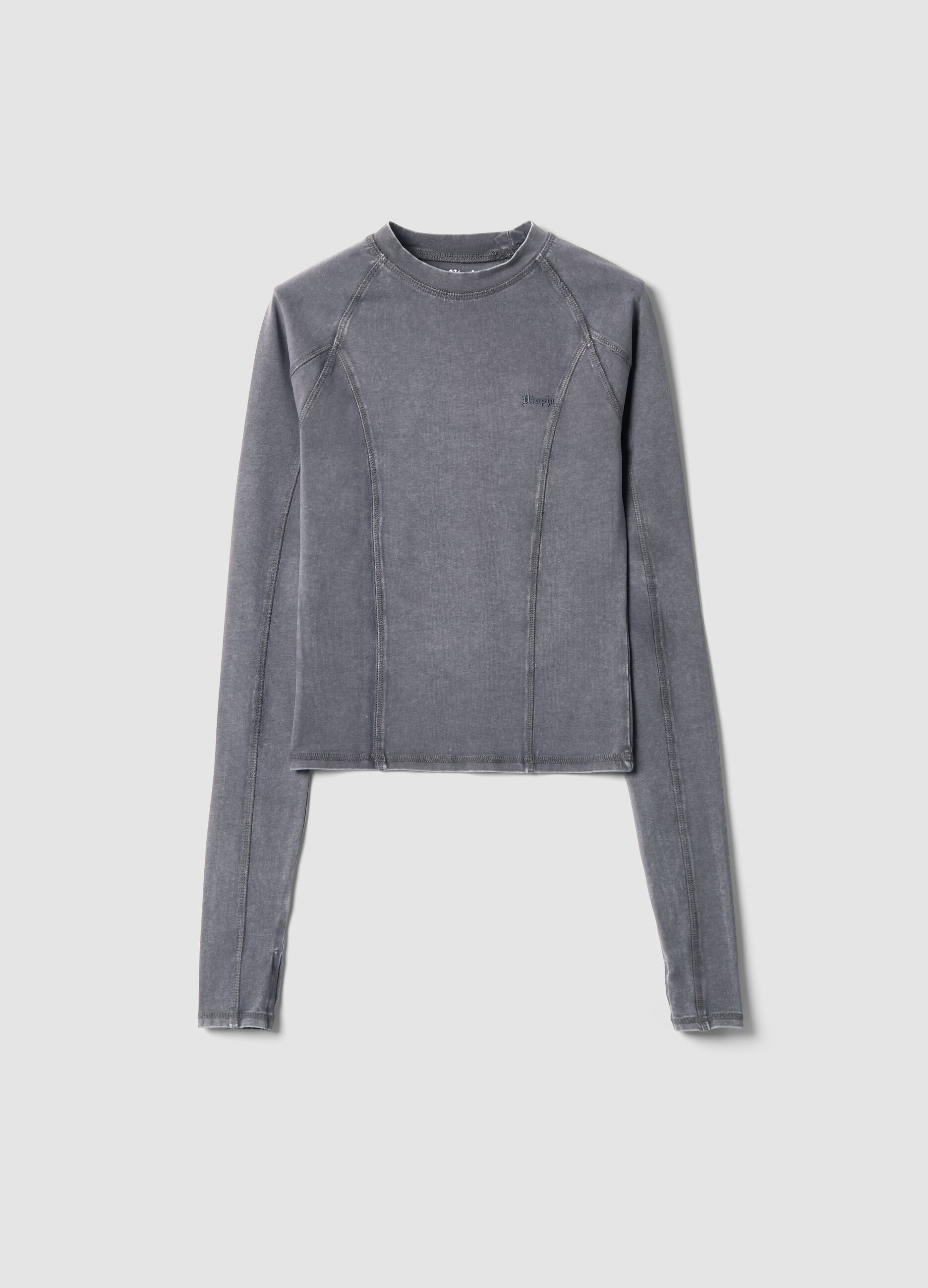 Seamed Long Sleeve Washed Grey