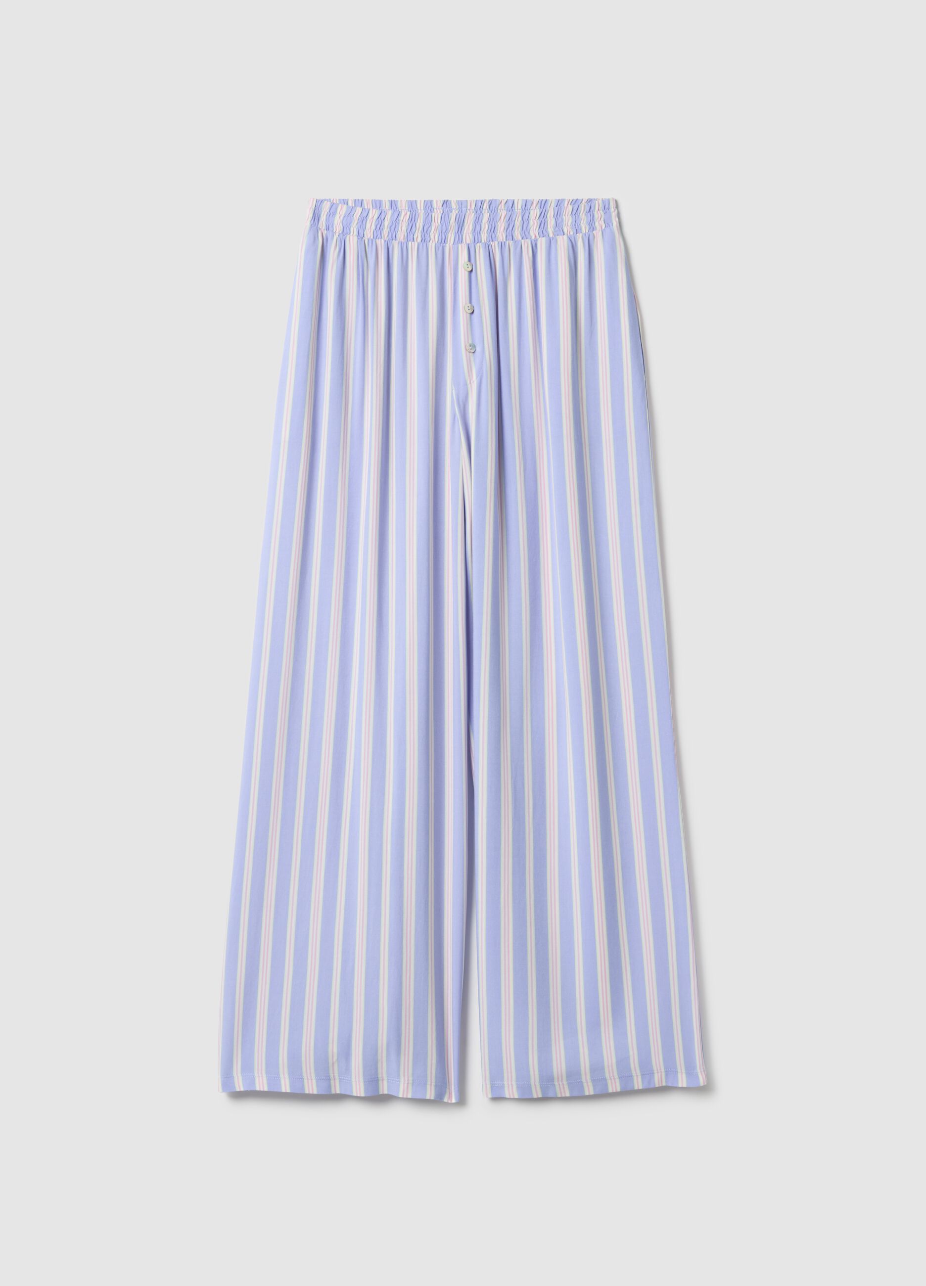 Regular fit multicolour striped trousers in pure viscose