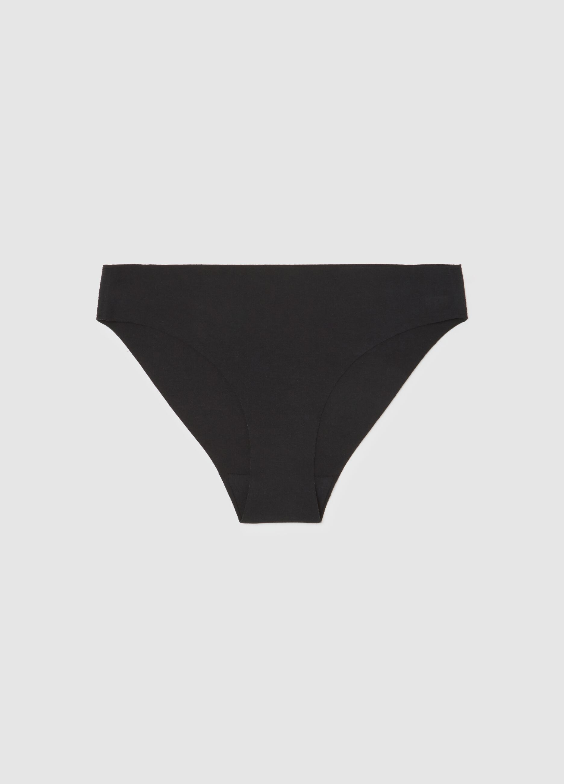 Black stretch cotton briefs, regular fit