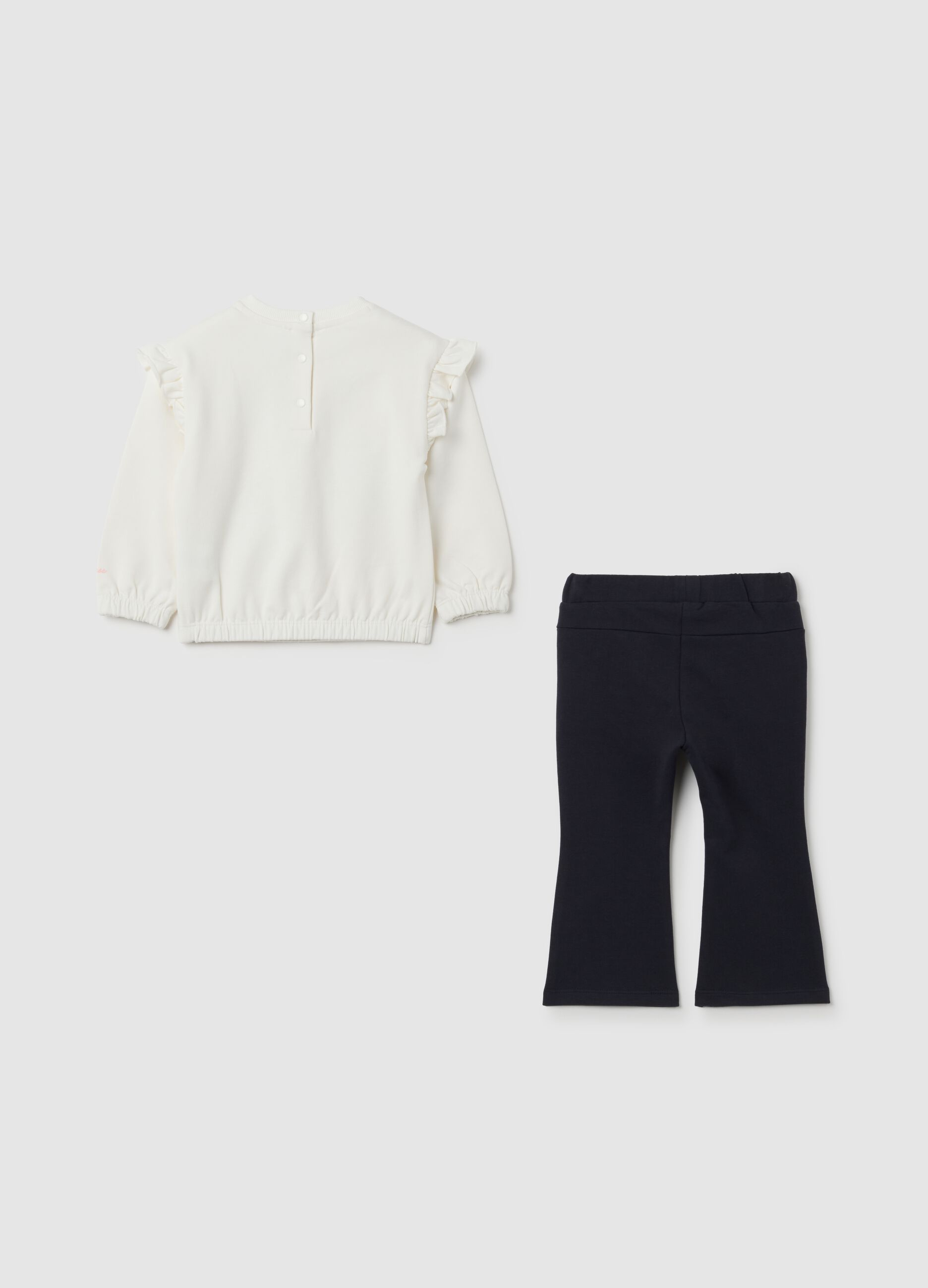 White and blue elastic cotton girl's outfit
