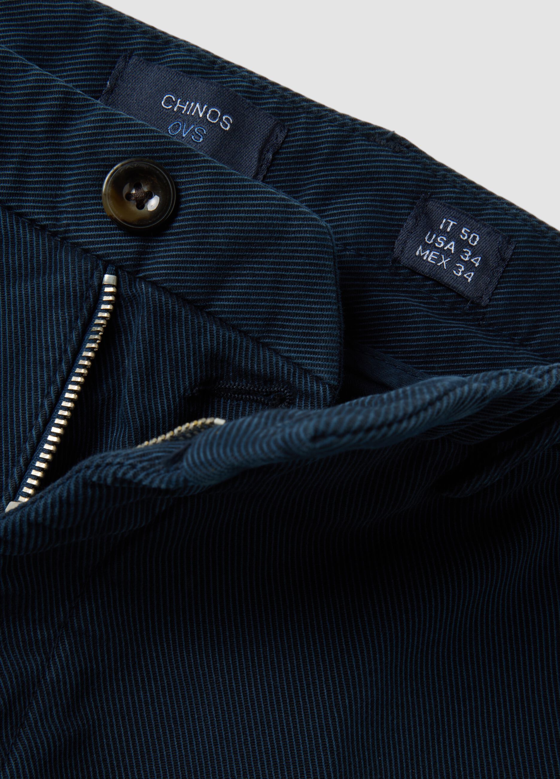 Pantaloni chino azzurri in cotone e modal elasticizzato