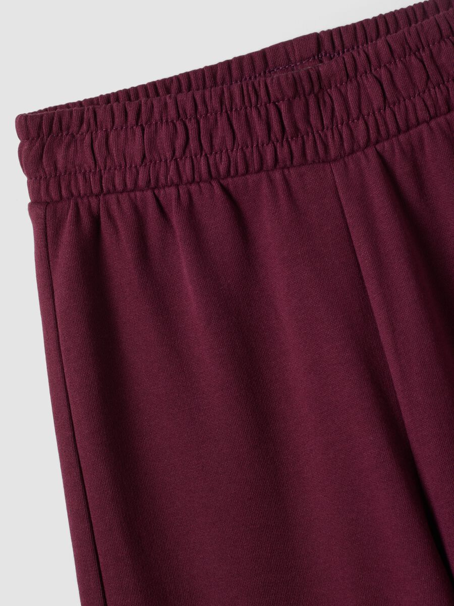 Purple pure-cotton wide-leg trousers with cargo pockets_2