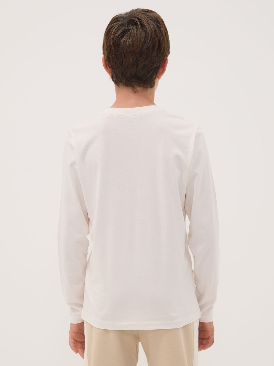 White organic cotton T-shirt with varsity-style print_2